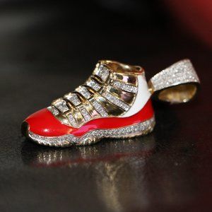 Real Diamond Mens Jumpman Jordan Shoe Pendant 14k